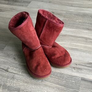 UGG Women's Mid-Calf Red Suede Shearling Boots